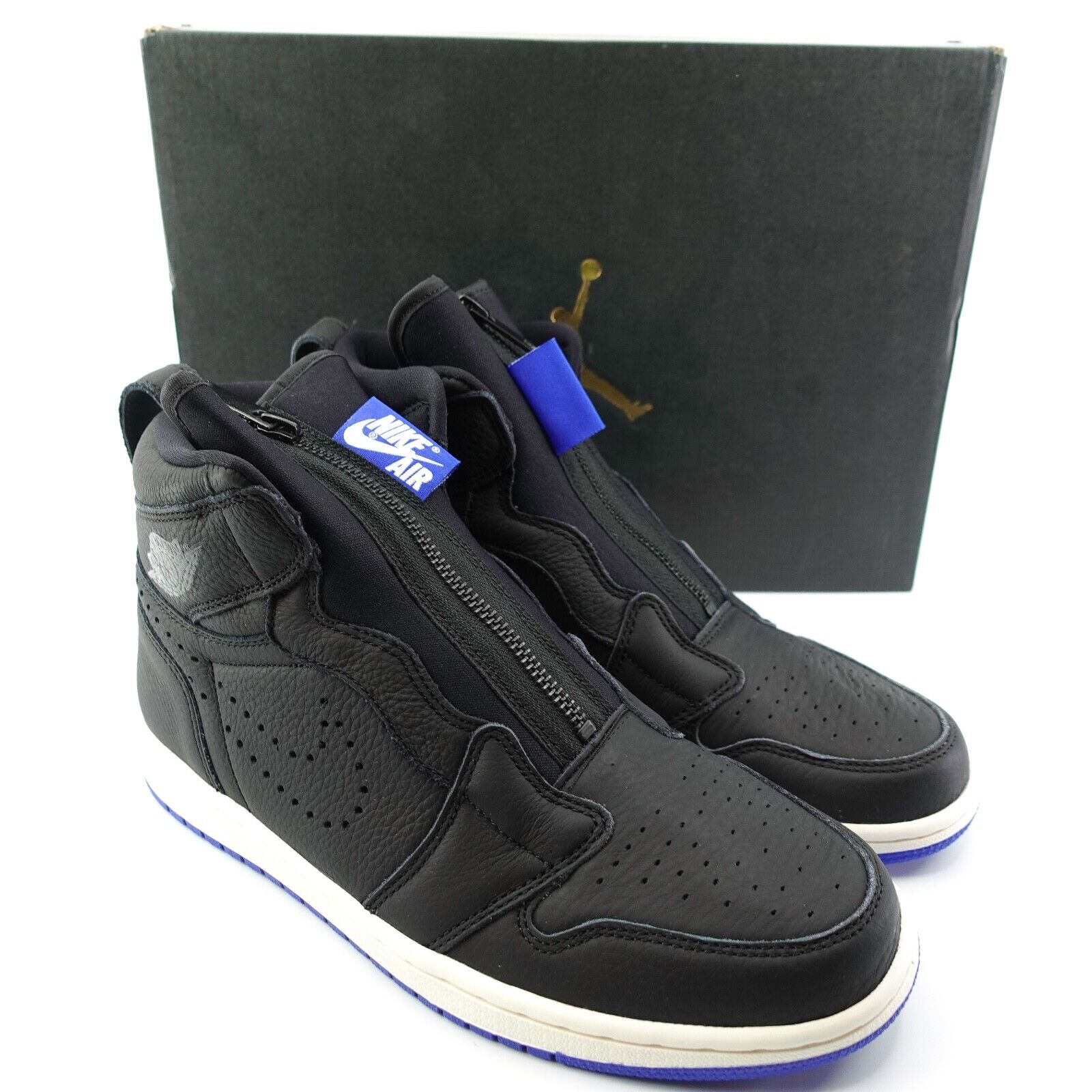Mens Air Jordan 1 High Zip Black Hyper Royal Blue Basketball Mens Air Jordan 1 High Zip Black Hyper Royal Blue Basketball