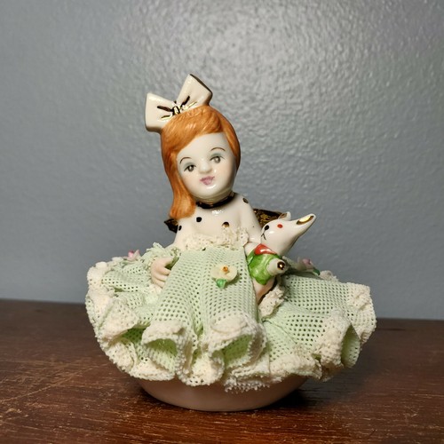 Irish Dresden Angel Doll Hand Painted Porcelain Lace Figurine Irelandの