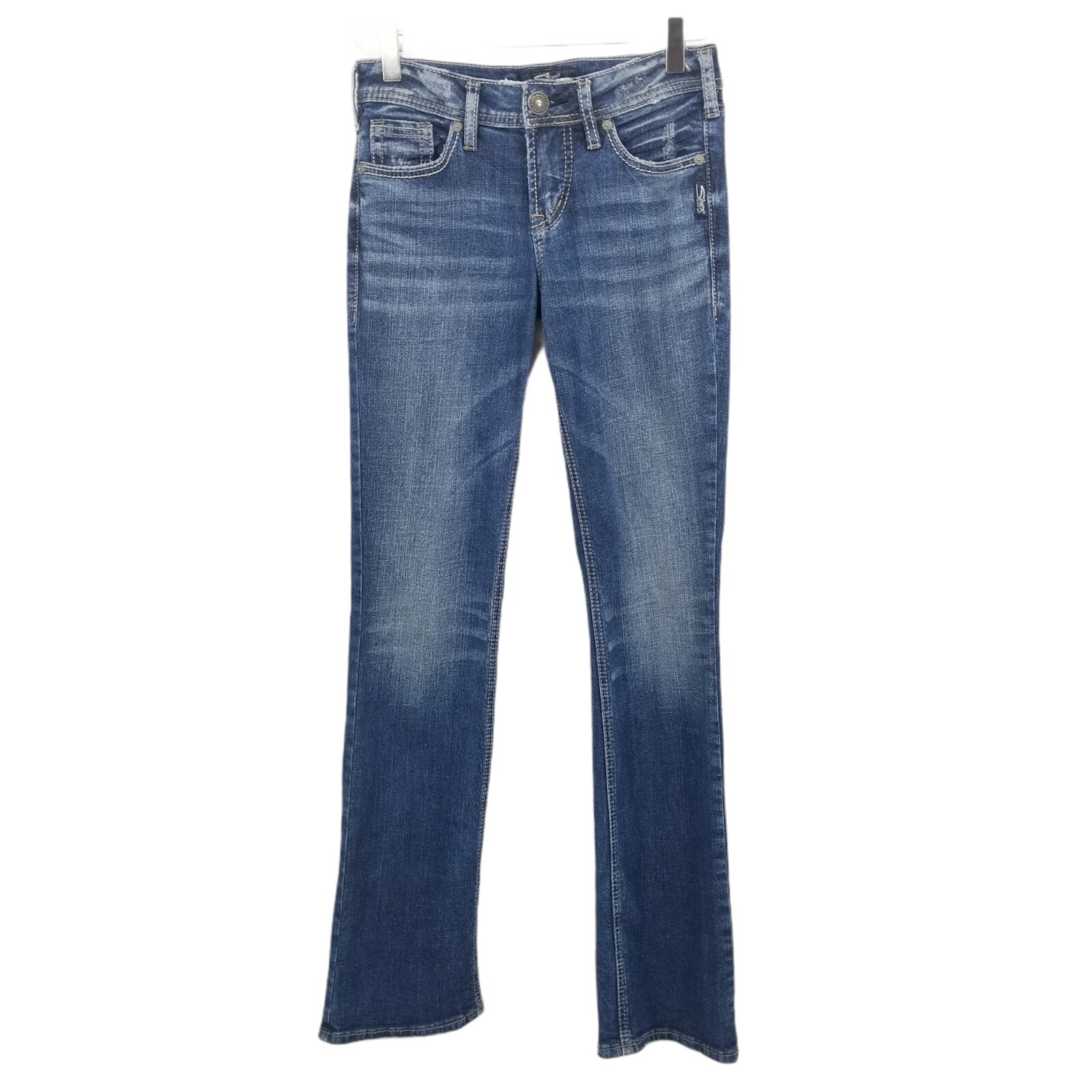 [LOW CLASSIC] / ☆ 25SS SLIM BOOT-CUT JEANS / DARK BLUE Silver Womens Blue Medium Wash Low Rise Slim Boot Cut Denim