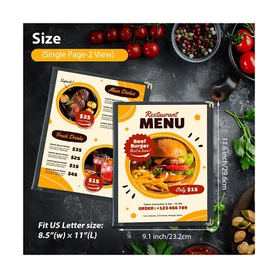 FLKQC Tech 10 Pack 8 View Restaurant Menu Covers/Fits 8 1/2" x 11" Paper (4 P...