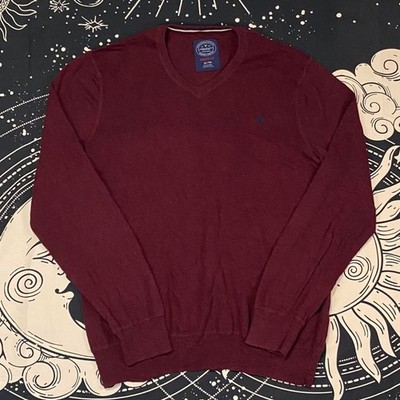American Eagle V Neck Long Sleeve Sweater mens XL Red Preppy Casual