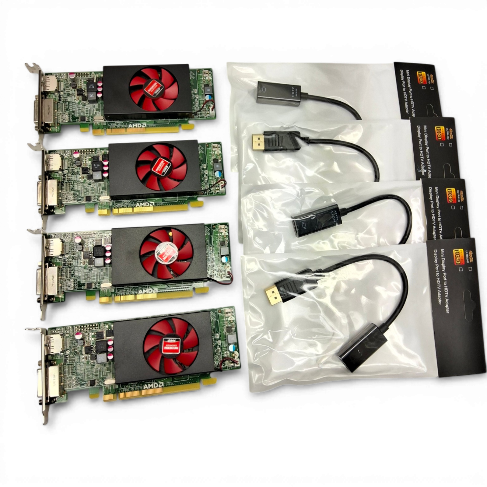 Lot of 4 Dell AMD Radeon R5 240 1G F9P1R Low Profile PCIe Video Cards DVI 4x DP