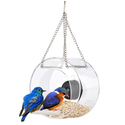 Clear Window Bird Feeder with Wifi Camera Suction Cup Outside Birdhouse F3N7
