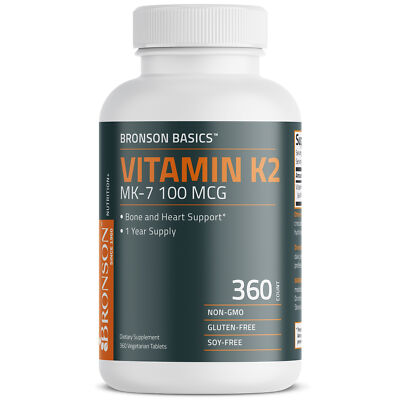 Bronson Vitamin K2 MK-7 100 мкг, 360 вегетарианских таблеток