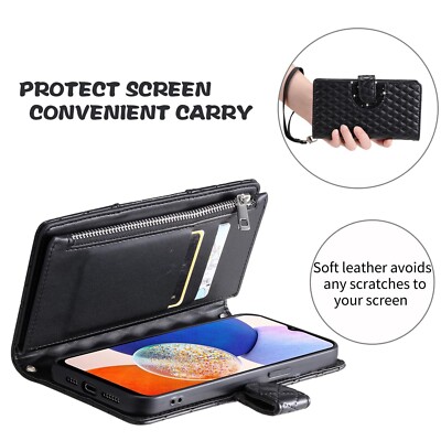 For Samsung A15 A14 A13 A25 A35 A53 A54 5G Crossbody Leather Zipper Wallet Case