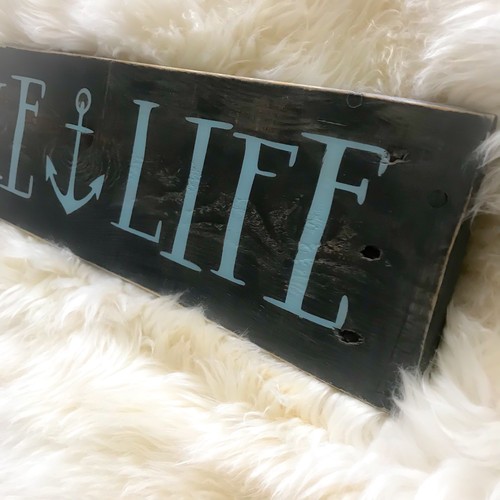 Lake Life Hand Painted Rustic County House Wood Sign