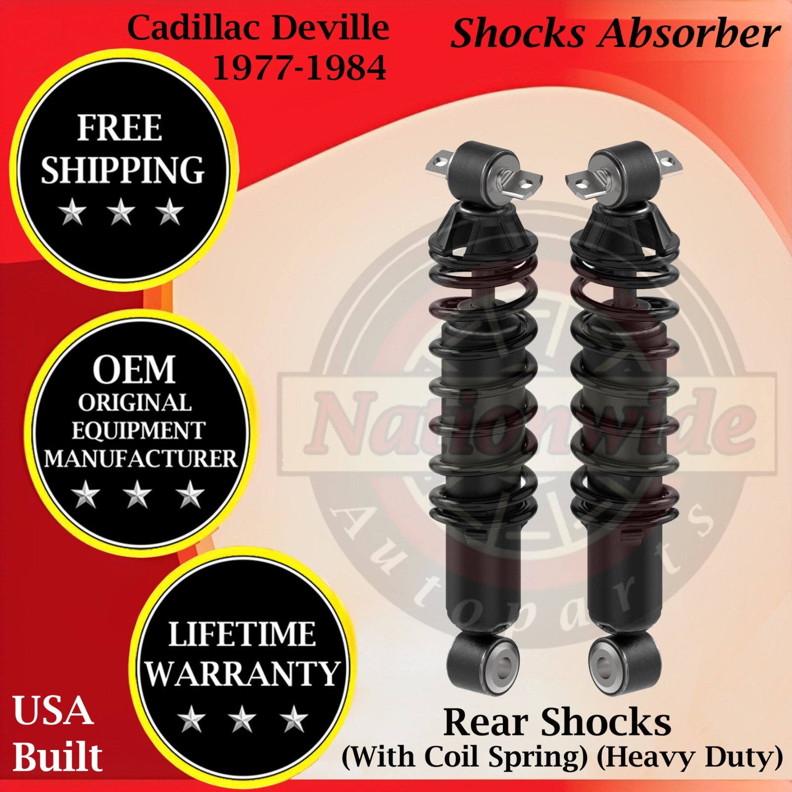 Monroe OEM Rear Shocks W/Coil Spring For 1977-1984 Cadillac Deville 9Yr Warrran.