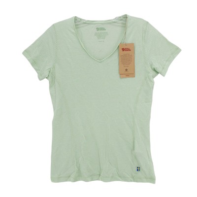 NWT FJALLRAVEN Abisko Cool T-Shirt Tee Mint Green Striped Women's SMALL
