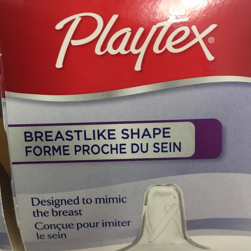 Playtex Breastlike Shape 2 Boxes 4 Silicone Nipples Rapid Flow BPA Free 3-6M NEW