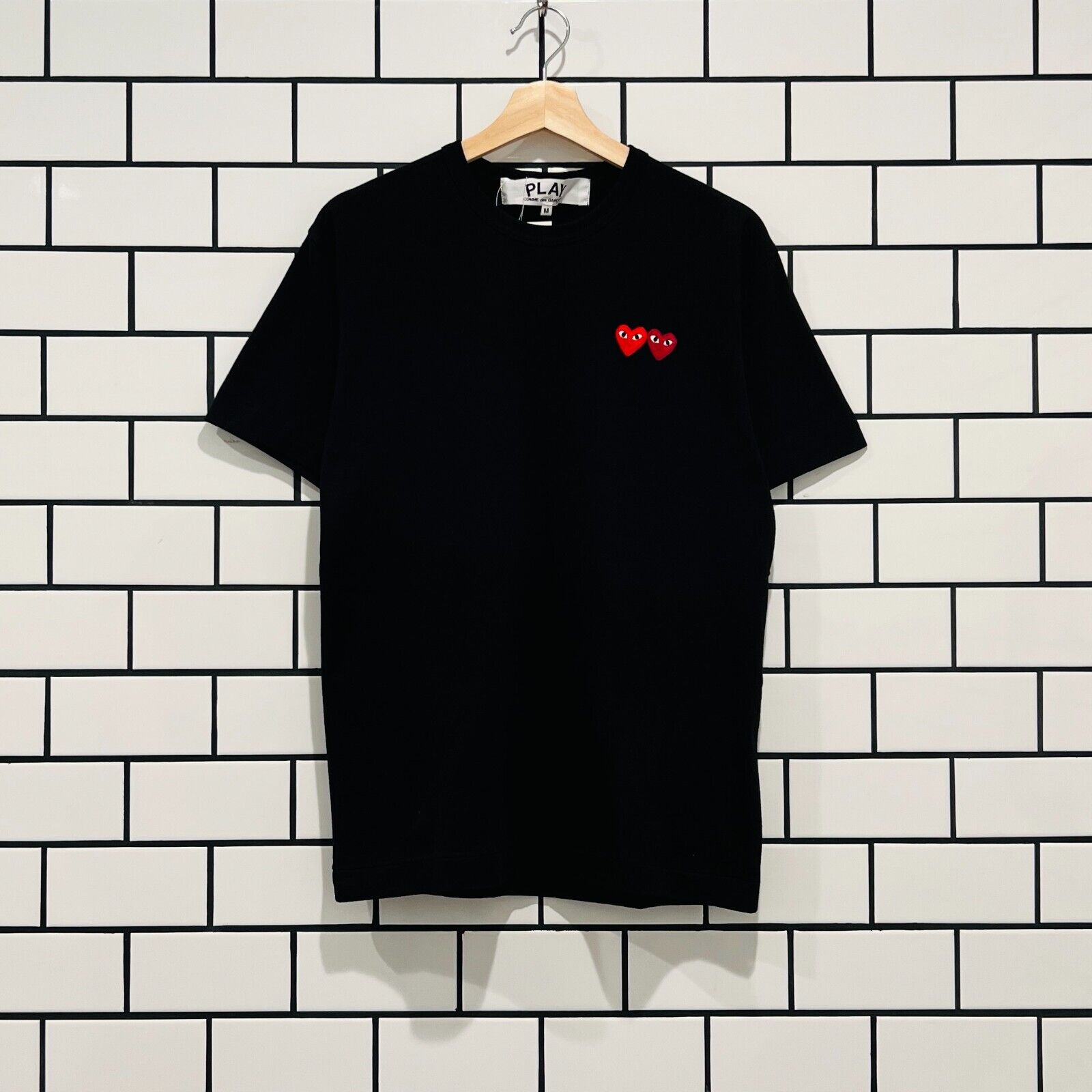 COMME DES GARCONS CDG PLAY DOUBLE HEART TEE BLACK AZ-T226 COMME DES GARCONS CDG PLAY DOUBLE HEART TEE BLACK AZ-T226