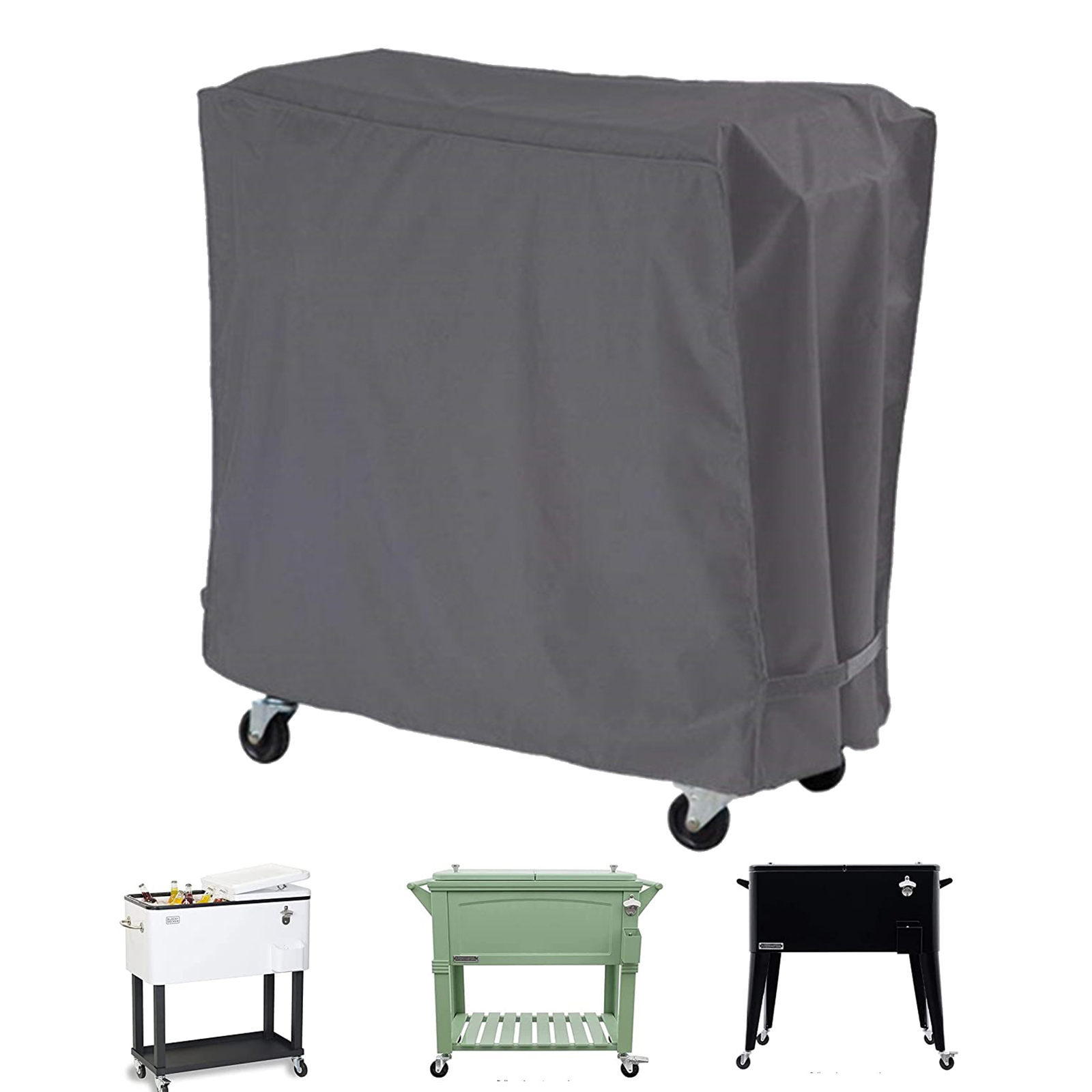 Cover Waterproof Rolling Cooler Cart Cover With Adjustable Zippered