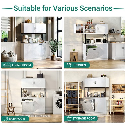 Kitchen Pantry Cabinet Tilt Out Trash Can Cabinet Hutch Storage Cupboard Cabinet