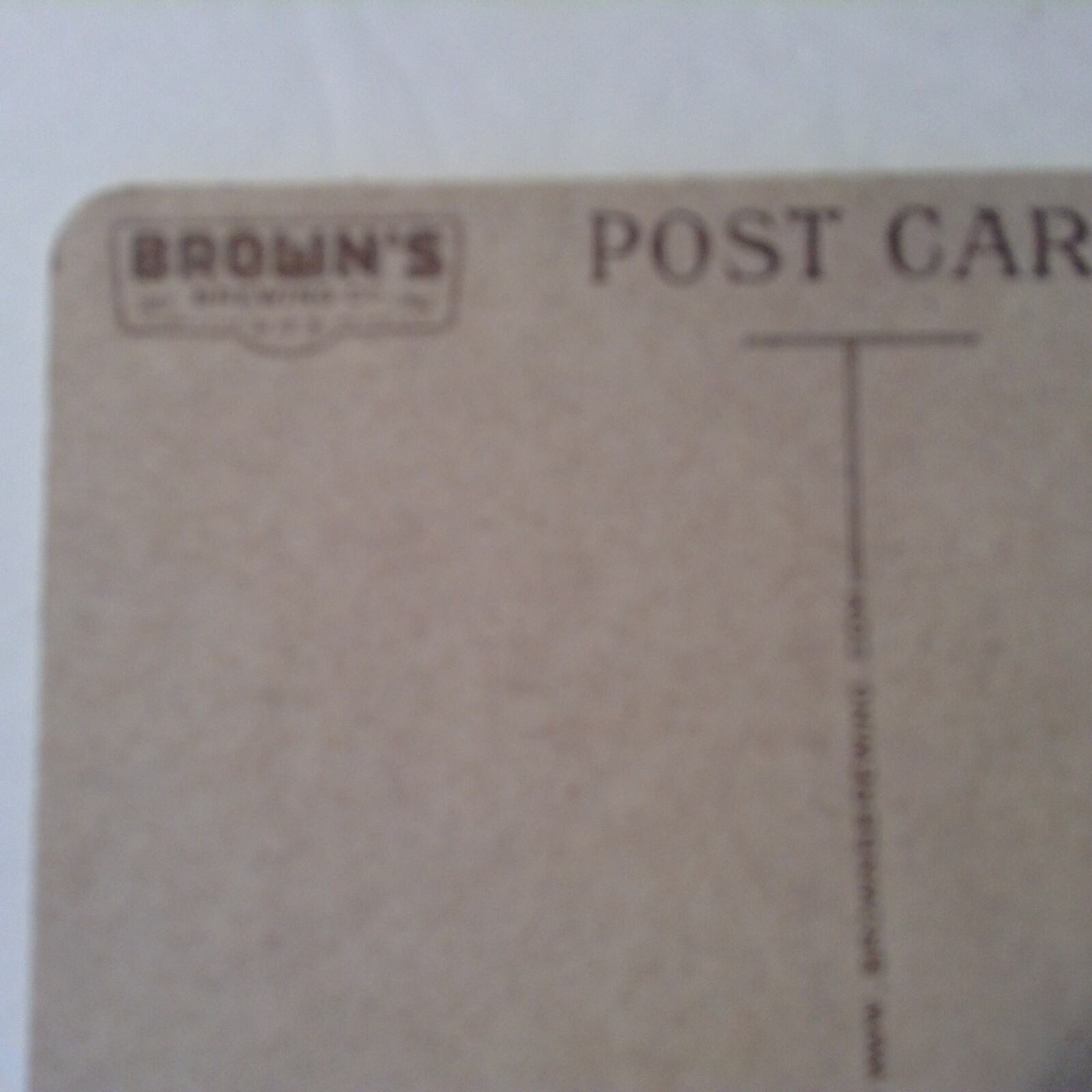 Beer Memorabilia Coaster/Mat Postcard BROWN’s Brewing Co. Hoosick, NY