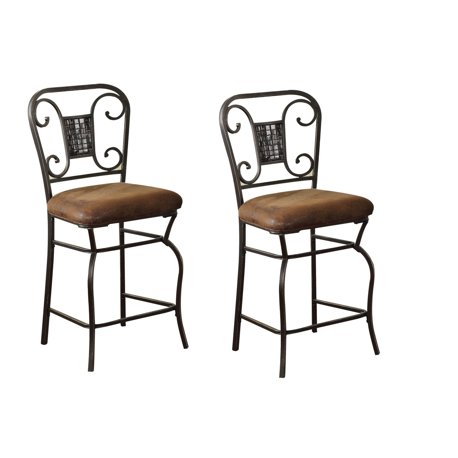 Set of 2 Counter Height Chair Stools Kitchen Island Dining ...