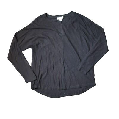 Style & Co Top Small Black Long Sleeve Lightweight Dolman Crew Neck Pullover