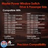Master Power Window Switch Driver and Passenger Side 4 Door, Compatible with 1995-2001 Chevy GMC C1500 C2500 C3500 K1500 K2500 K3500 Tahoe Yukon Blazer Cadillac, Replaces# 15151360, 15151362