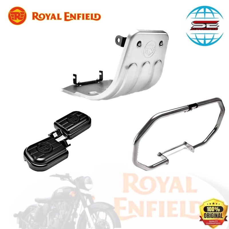 Royal Enfiled Meteor/Classic 350 Silver Octogon Engine Guard,Footpegs&Sumpguard