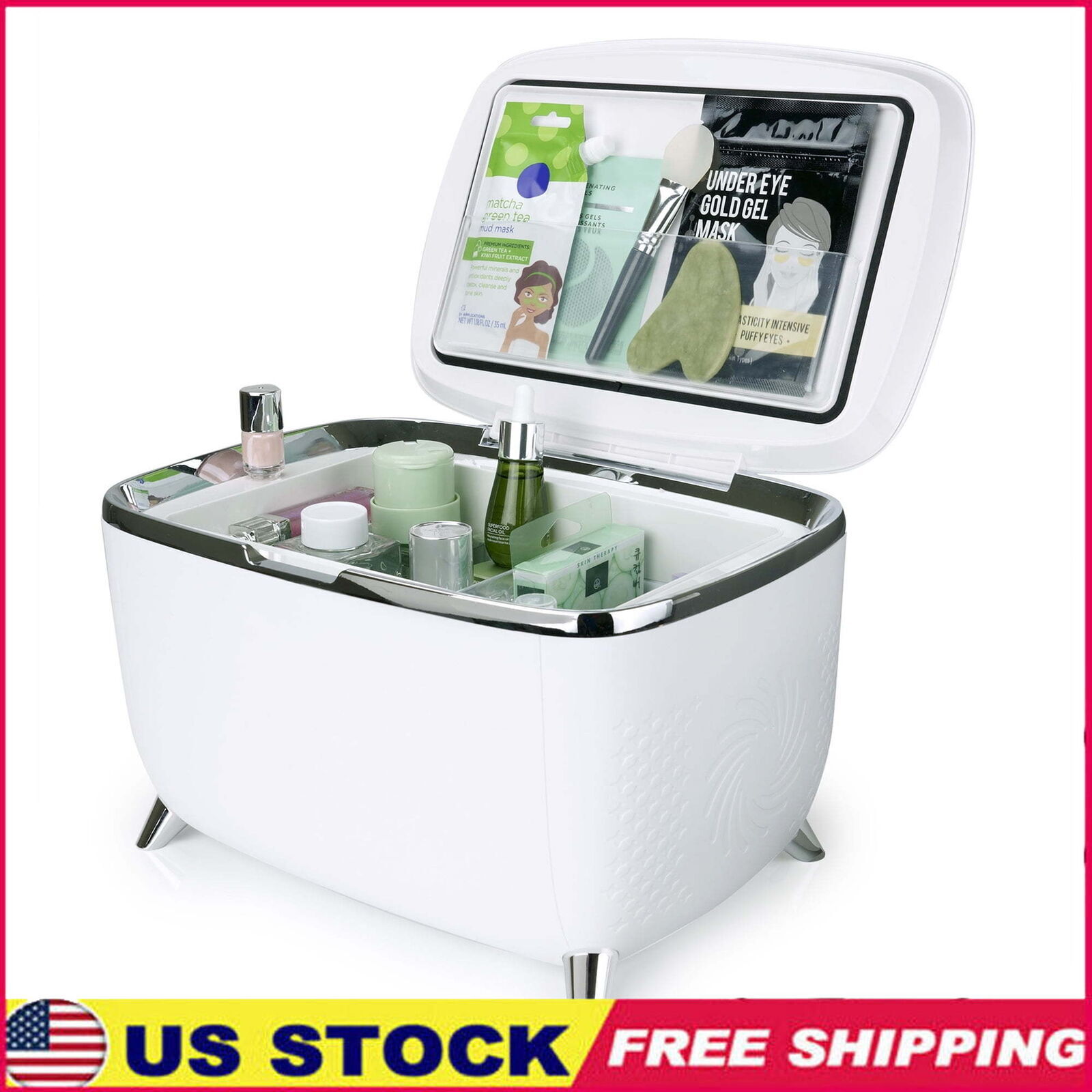 6 L Cosmetics Skin Care Vanity Mini Refrigerator Top Closing Lid Serums Snacks