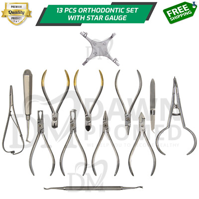 13 Pcs Orthodontic Instruments Tools Set Dental Boone Gauge German Grade