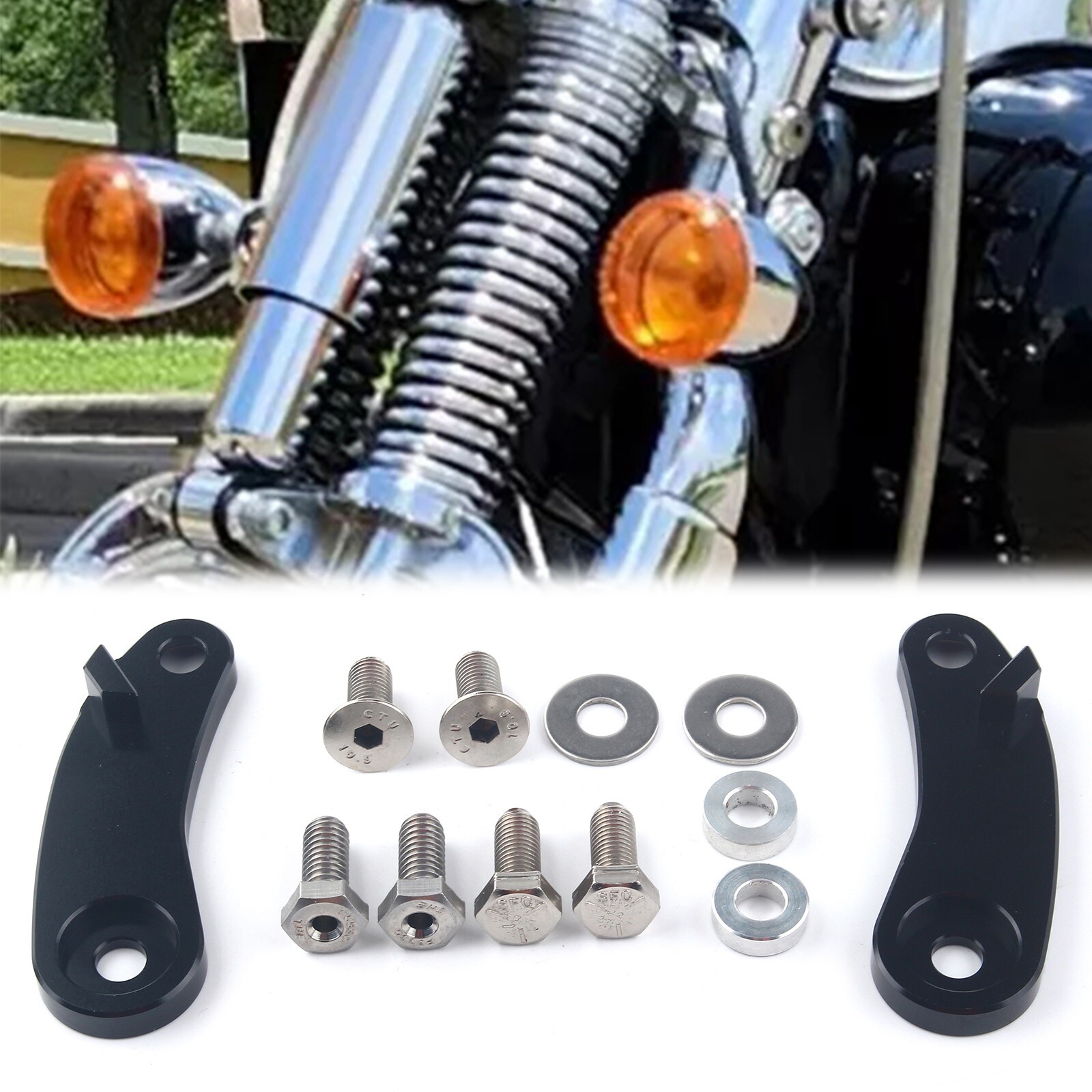 ドナルドスラン Front Turn Signal Relocation Kit Fit For Harley Heritage