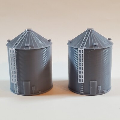 N Scale Grain Bin Silo (20'x25') for Model Railroad Diorama 2-Pack
