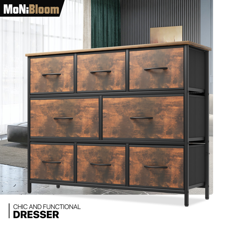 Dresser with 8 Drawers Chest of Fabric Drawers Storage Bedroom