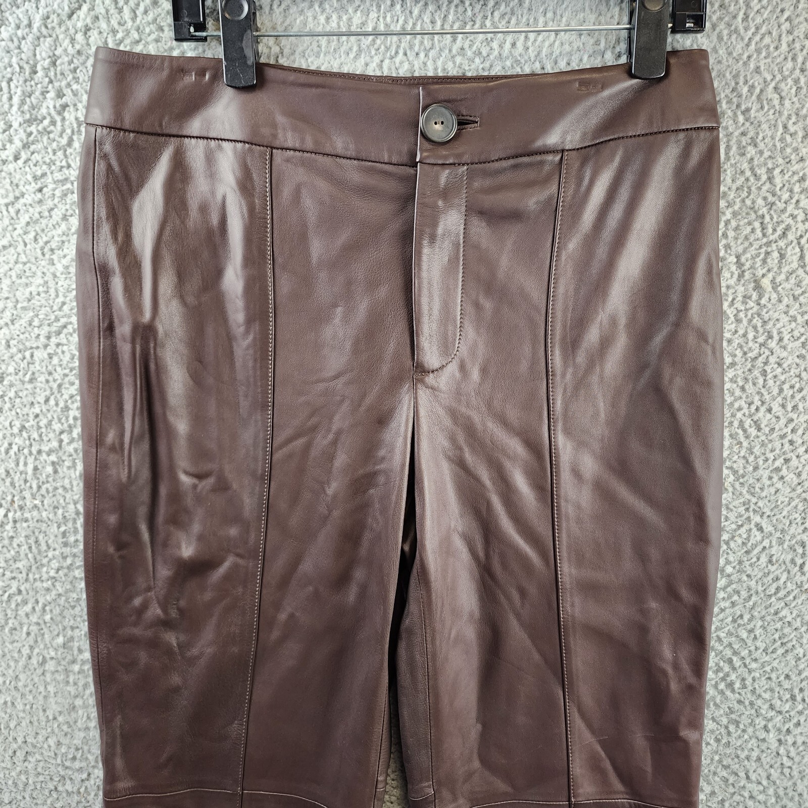 Vince Lamb Leather Flare Pants Women's 10 Dark Brown Pocket Vince Lamb Leather Flare Pants Women's 10 Dark Brown Pocket