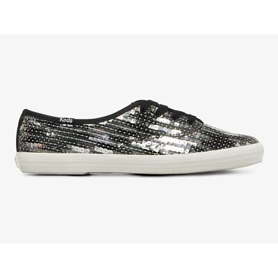 Keds Women Champion Sequins Celebration Sneaker Black Silver 9 M Fashion