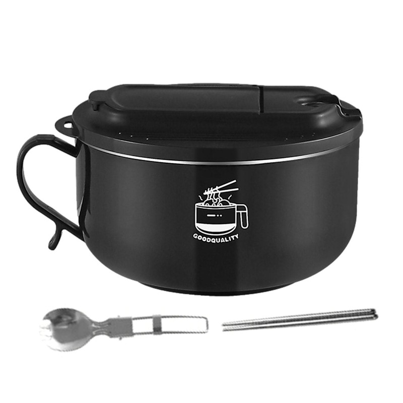 1000ml Ramen Bowl Microwavable Instant Noodle Bowl With Lid Chopsticks Spoon