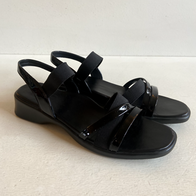 Munro Womens Black Slingback Low Wedge Sandals Comfort Shoes Size