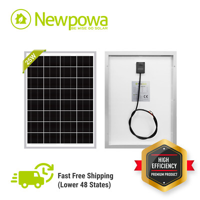 Newpowa 25W 20W Solar Panel Mono Trickle Charge Off-Grid System Battery Maintain