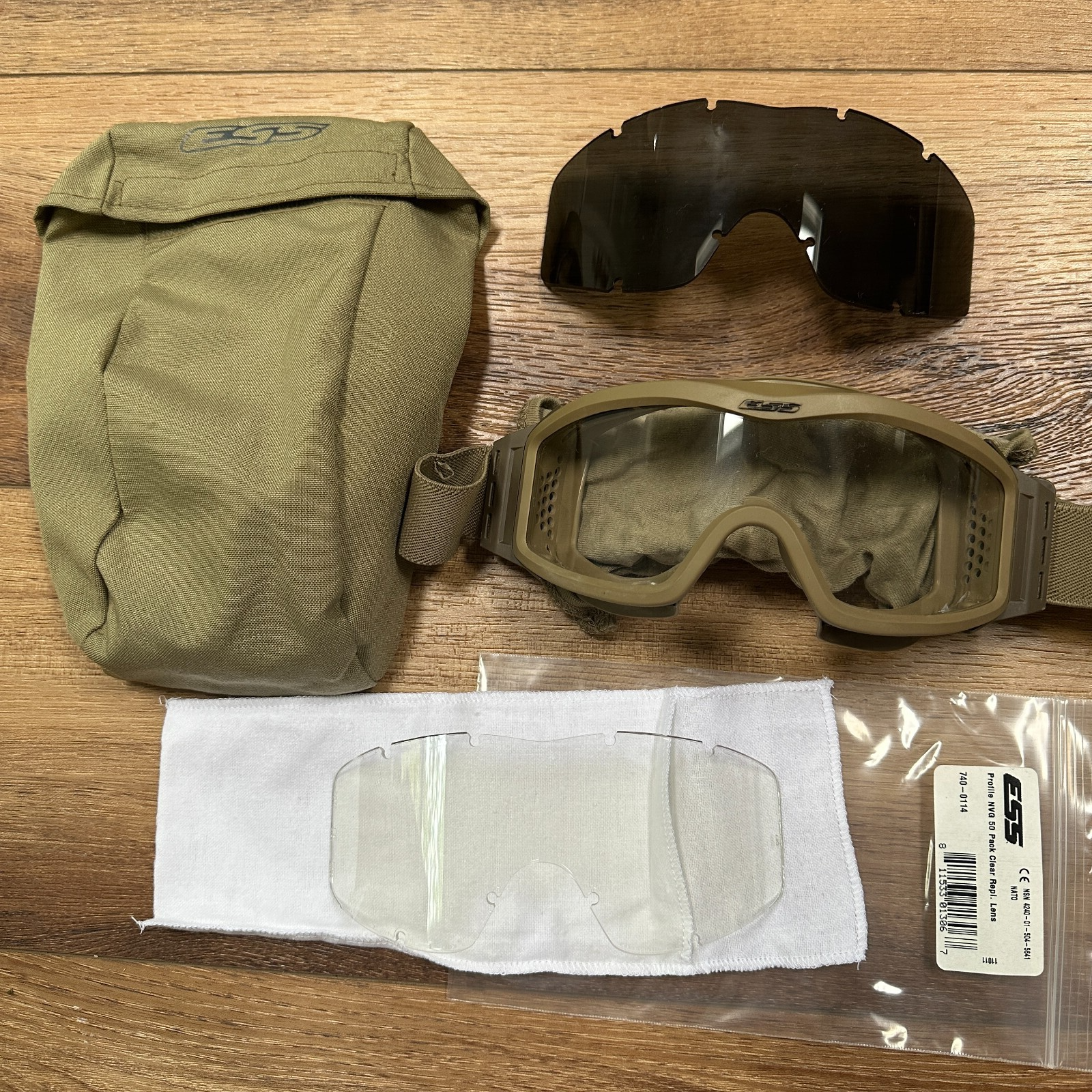 ESS Profile NVG Tan Goggles Military w New Clear Lens & Used