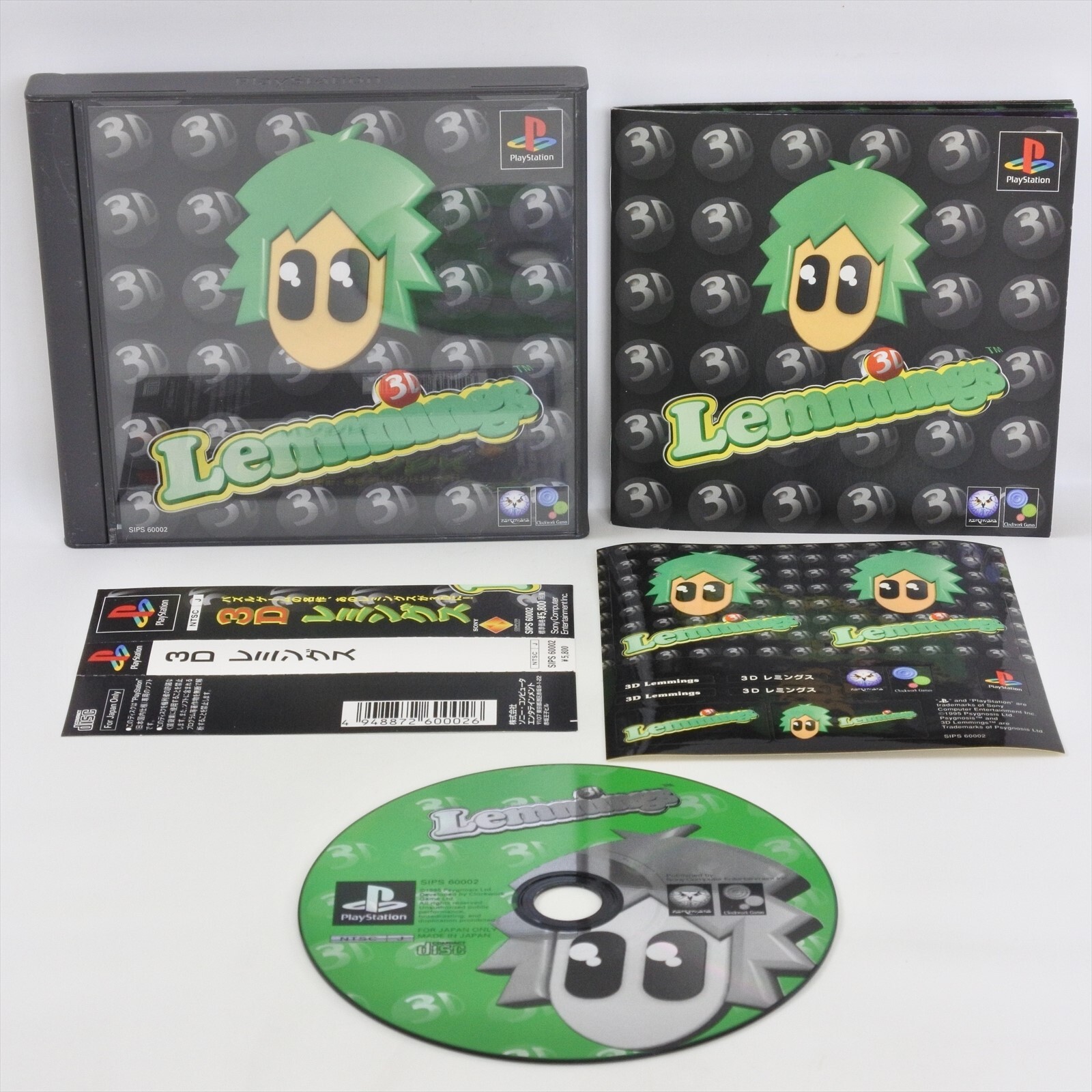 3D LEMMINGS + Sticker Spine * PS1 Playstation For JP System