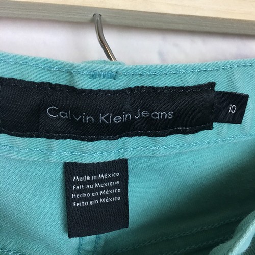 Calvin Klein Jeans Women's Turquoise Blue Flat Front Denim Cotton Shorts Size 10