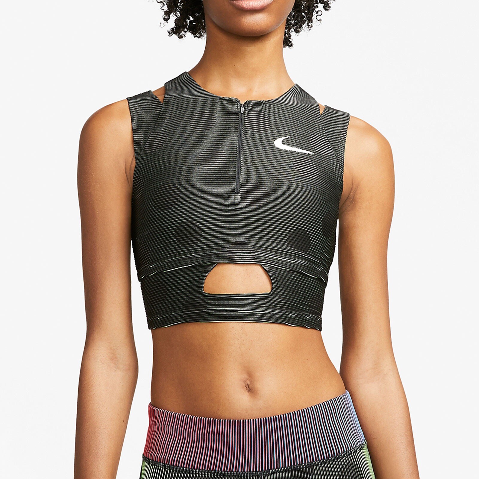 nike high neck vest crop top in white