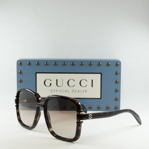 Pre-owned Gucci Gg1066s 002 Havana/brown 59-16-140 Sunglasses