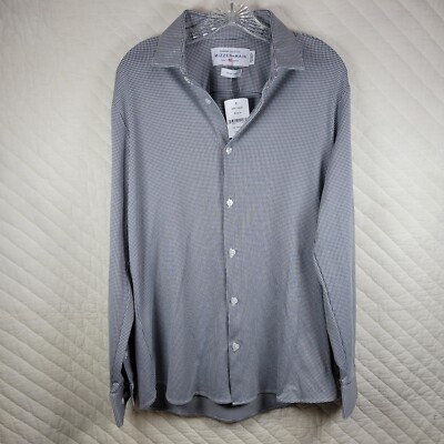 NEW Mizzen Main Shirt Mens Medium Gray Checker Button Up Trim Fit Spinnaker