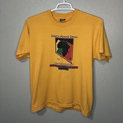 Vintage March Against Drugs African-American Council Men s L Shirt Made In USA