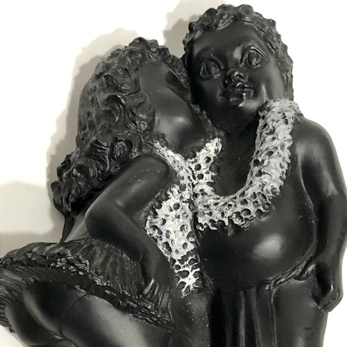 Vintage 1975 Kehoni The Kiss Frank Schirman Black Coral Boy Girl Hawaii Statue