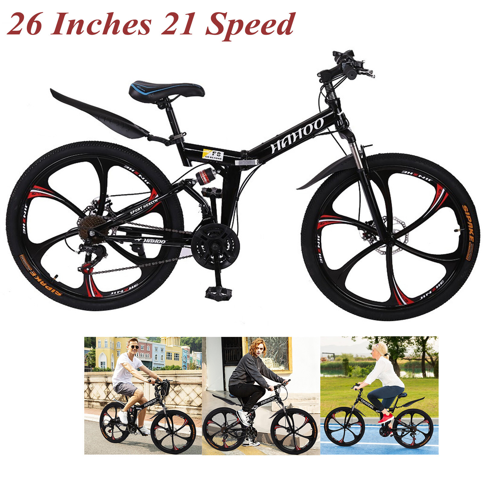 21 Speed 26 Inches Mountain Bike Dual Disc Brakes Full Suspension Non-slip Bike