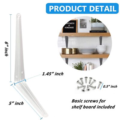 Steel Metal Wall Shelf Brackets White Gray for Book Contertop Support