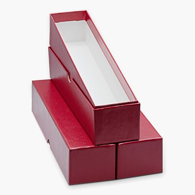 3 9'' Single Row Red Coin Storage Box Cardboard Flip Holder Boxes Premium 2x2x9