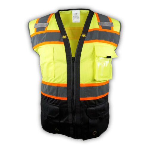 Surveyor Black/ Lime Two Tones Safety Vest, ANSI/ ISEA 107-2015/ Photo ID Pocket
