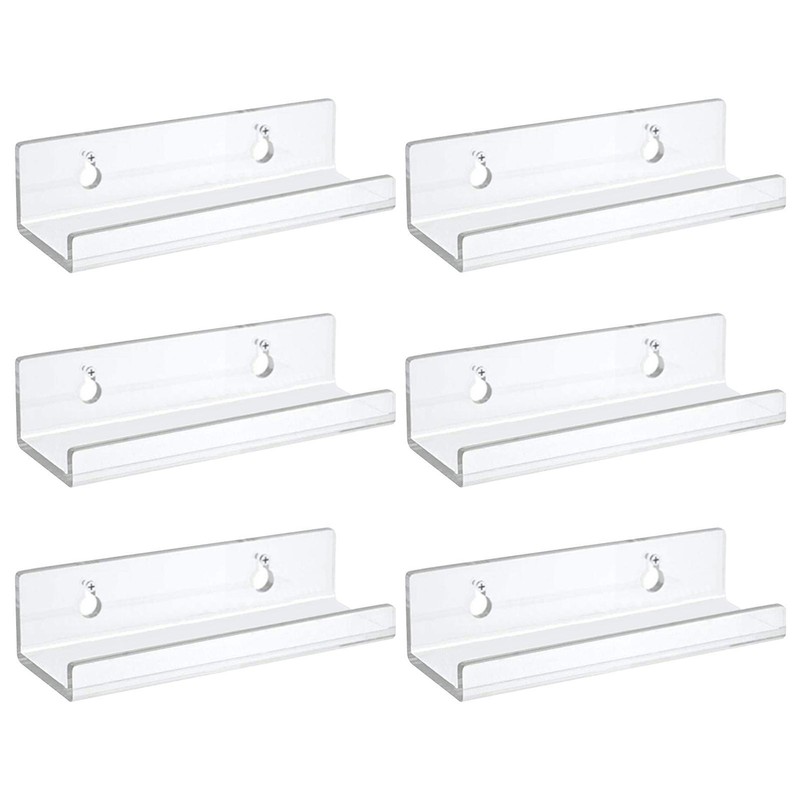 6 Pack Record Album Wall Mount Display Shelf Acrylic Clear Holder 4 Inch