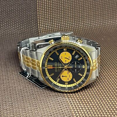 Pre-owned Seiko Chronograph Ssb430p1 Two-tone Gold Stainless Steel Analog Quartz Men Watch