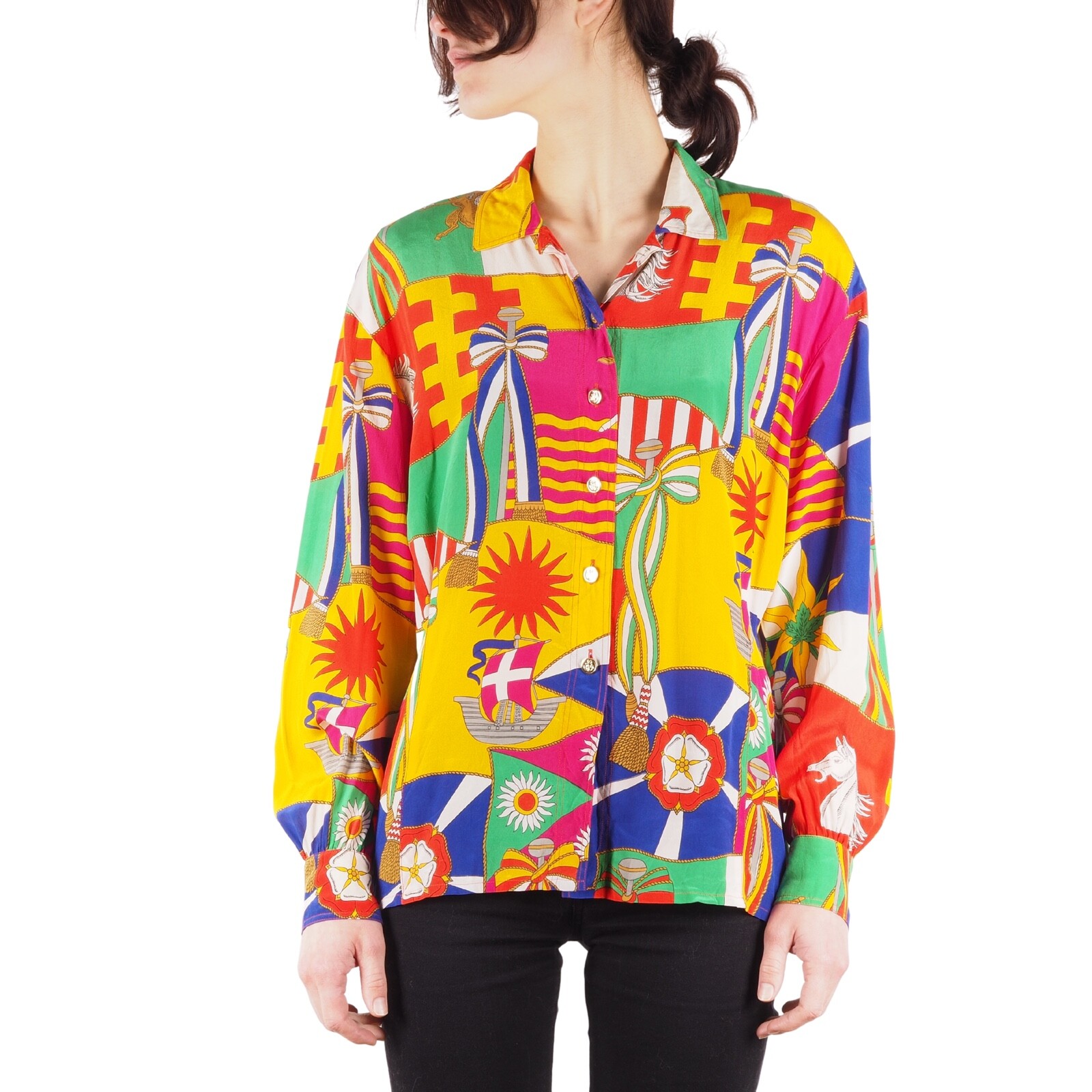 Escada Margaretha Ley Vintage Women's Silk Crazy Print