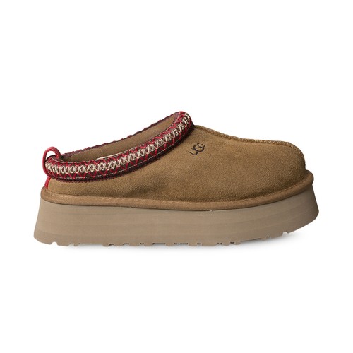 UGG TAZZ CHESTNUT SUEDE MULE PLATFORM SHOES WOMEN'S SLIPPERS