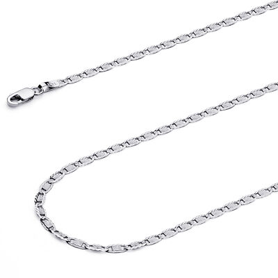Pre-owned Wellingsale 14k White Gold Solid 2.5mm Valentino Star Chain Necklace