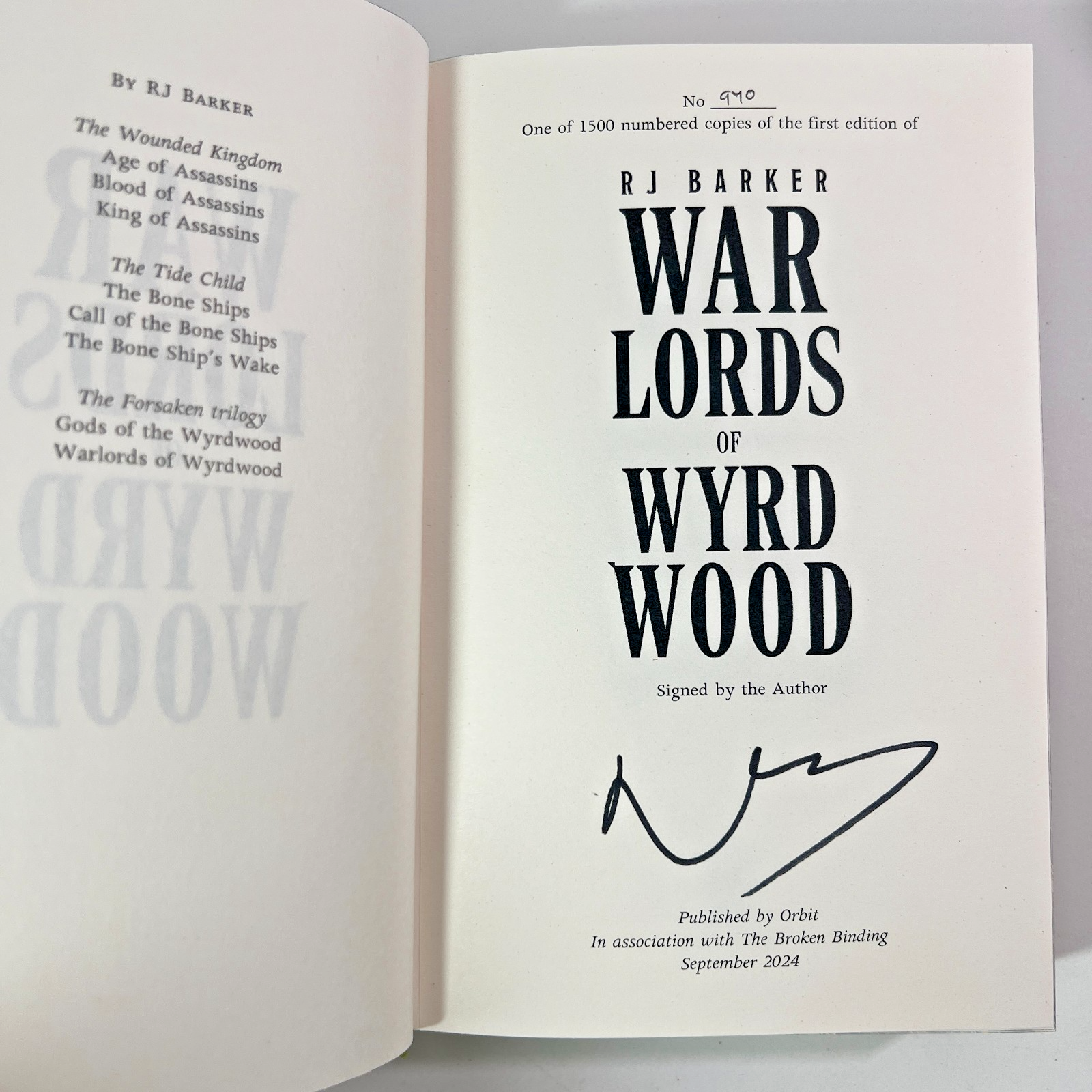 Warlords of Wyrdwood RJ Barker Hardcover Signed Numbered Broken Binding Edition - photo 7