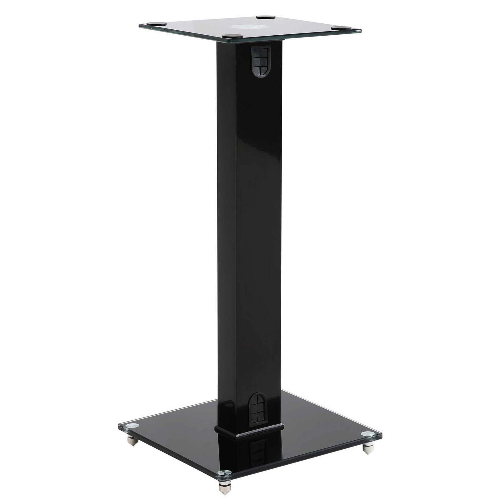 2 x Black Tempered Glass Speaker Stands Pair Surround Sound Speakers Platform - Picture 6 of 8